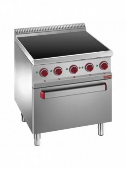 Vitrokeramisch fornuis met 4 zones, elektrische oven GN 2/1 met grill
