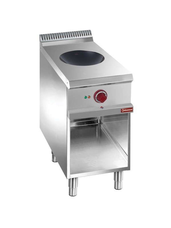 Induction wok, on open cupboard