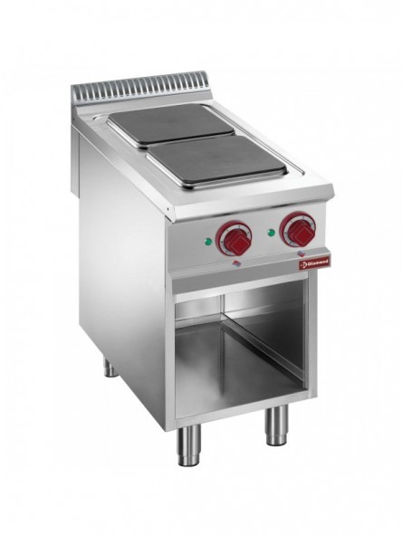 Stove 2 electric square plates, open cupboard