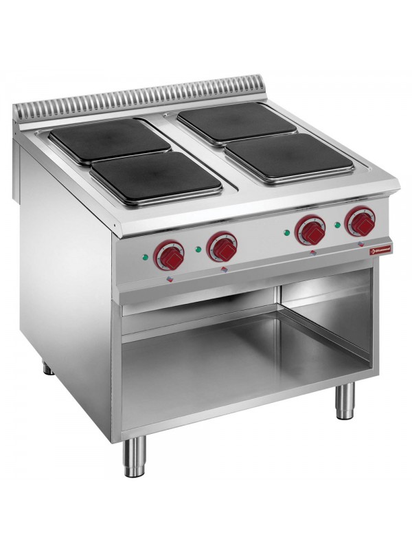 Electric stove, 4 plates on open cupboard