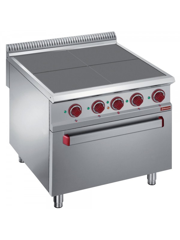 Electric stoves 4 plates aligned with the top, oven GN 2/1