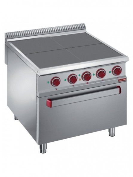 Electric stoves 4 plates aligned with the top, oven GN 2/1