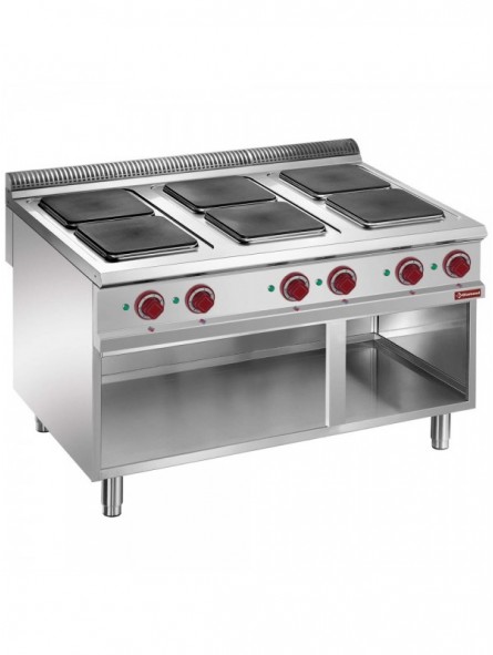 Electric stove, 6 plates on open cupboard