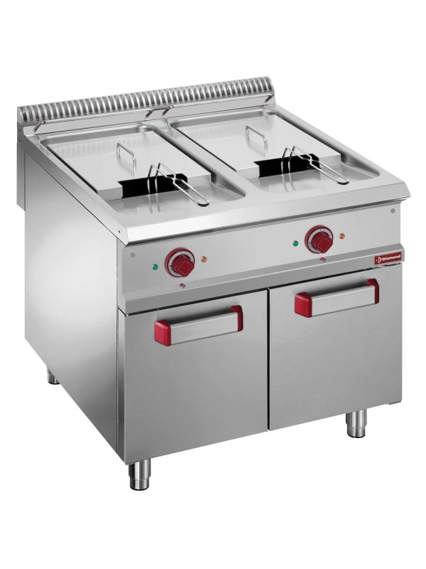 Electric fryer 2 tanks 21liters on closed cupboard