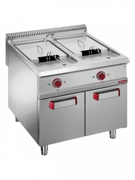 Electric fryer 2 tanks 21liters on closed cupboard