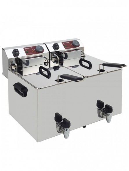 Electric table top fryer 2x 10 liters + tap