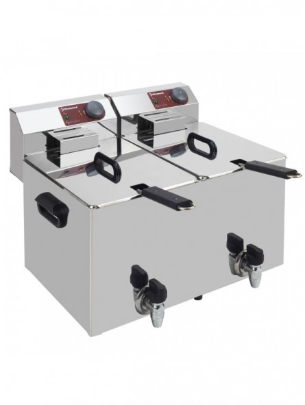 Electric table top fryer 2x 8 liters + tap