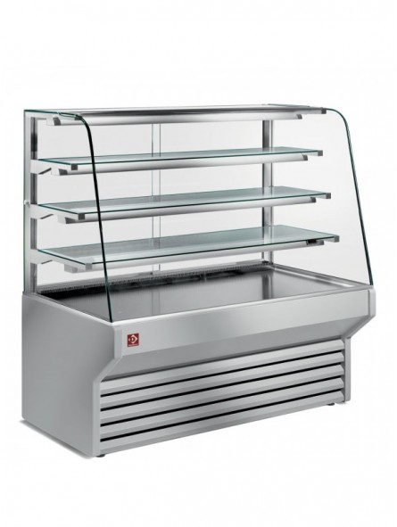 Refrigerated display counter curved window