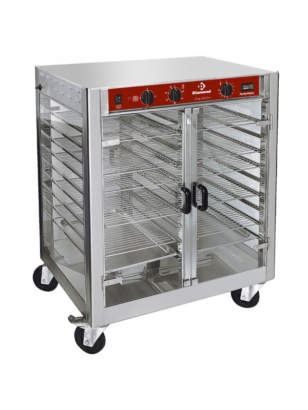 Cupboard for rotary rotisserie, on wheels