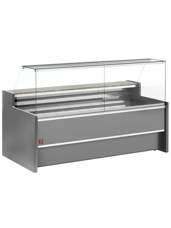 Ventilated refrigerated counter display with straight glass panel 90° with storeroom - GREY