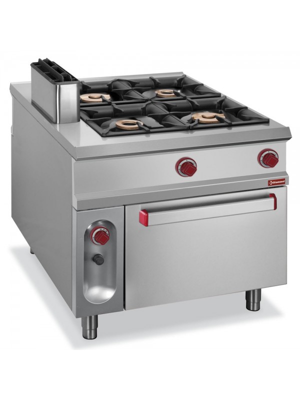 Stove 4 burners on gas oven GN 2/1 - PASS-THROUGH