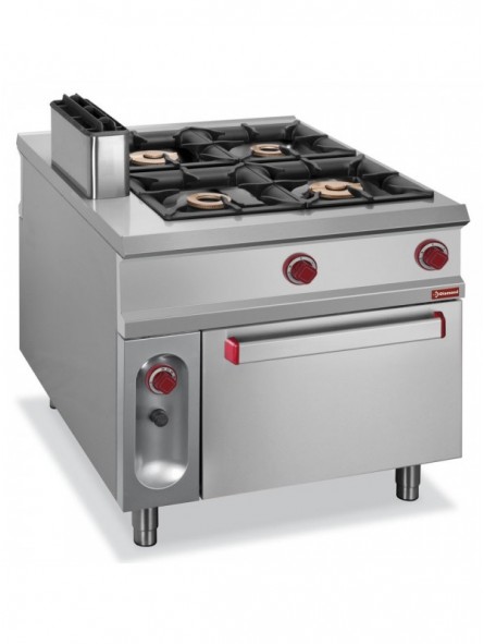 Stove 4 burners on gas oven GN 2/1 - PASS-THROUGH