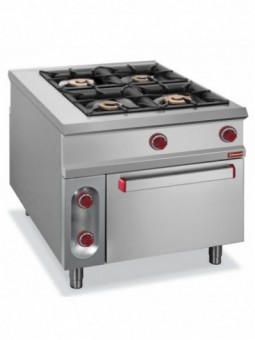 Stove 4 gas burners, electric oven GN 2/1 - PASS-THROUGH