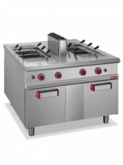 Gas pasta cooker, 2 tanks 40 liters, on cupboard - PASS-THROUGH