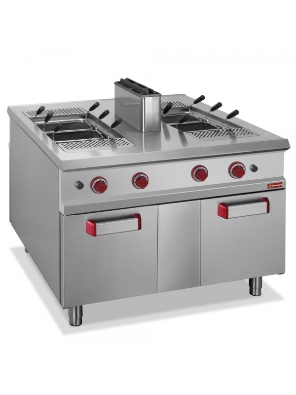 Gas pasta cooker, 2 tanks 40 liters, on cupboard - PASS-THROUGH