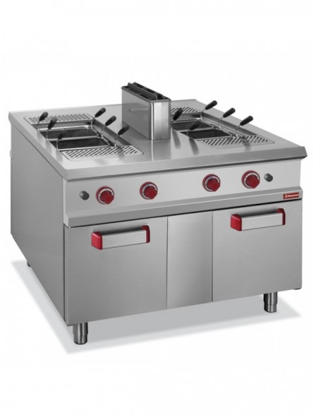 Gas pasta cooker, 2 tanks 40 liters, on cupboard - PASS-THROUGH