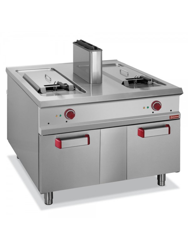 Gas fryer 2 tanks 18 liters on cupboard - PASS-THROUGH