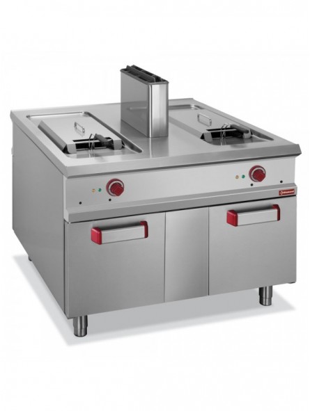 Gas fryer 2 tanks 18 liters on cupboard - PASS-THROUGH