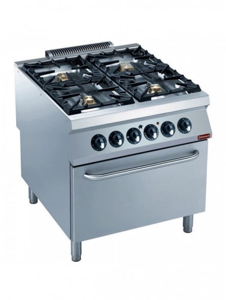 Cooker 4 burners, electric oven GN 2/1-