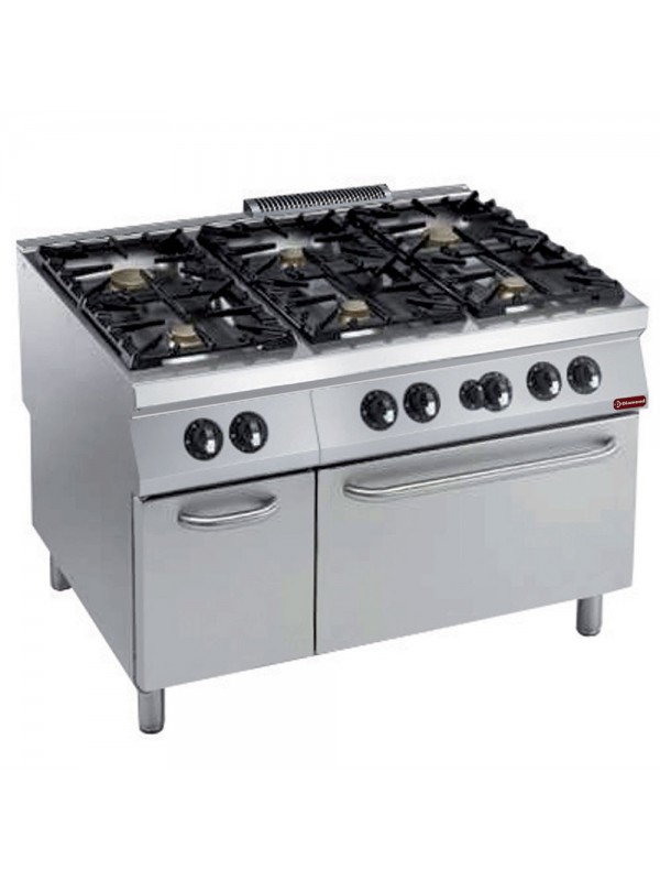 Cooker 6 burners (Power) + gas oven GN 2/1, neutral cupboard