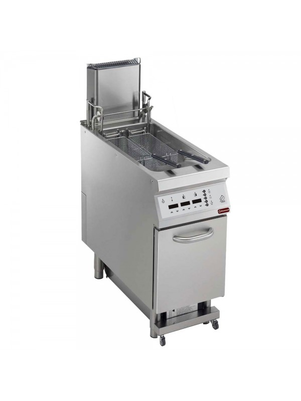 Digitale gas friteuse. tank 23 lt. S/armG. "Oliefiltering" + lift+ autokok