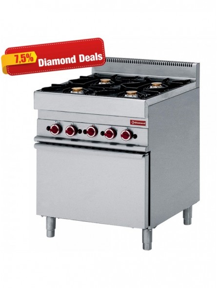 Gas cooker 4 burners and electric convection oven GN 1/1