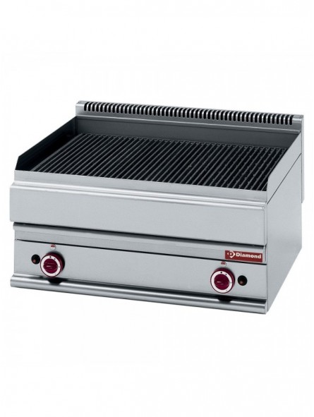 Gas steam grill, with cast iron cooking grid -Top-