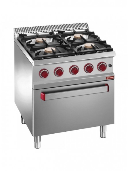 Gas range 4 burners, electric oven GN 2/1