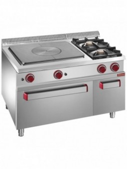 Gas range, 2 burners, cooking hob, gas oven GN2/1 on cupboard GN 1/1