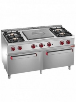 Range 4 burners, central cook hobs, 2 gas oven GN 2/1