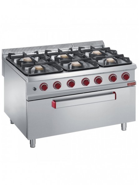 Stove 6 burners on MAXI gas oven