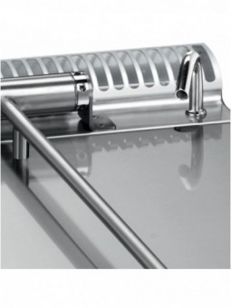 Tilting gas bratt pan, stainless steel tank 80 liters, on cupboard