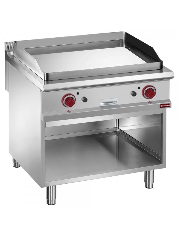 Smooth gas fry top, module 1/1, open cupboard