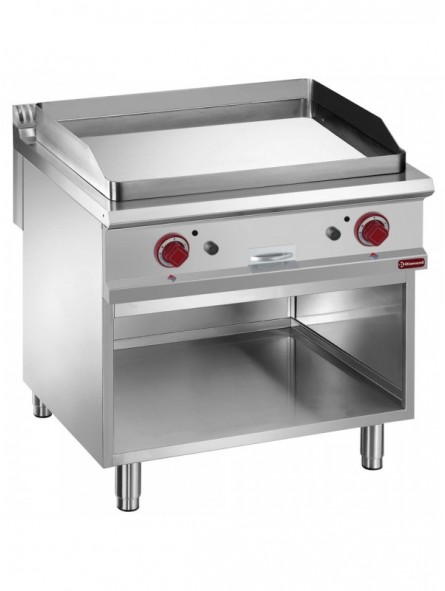 Smooth gas fry top, module 1/1, open cupboard