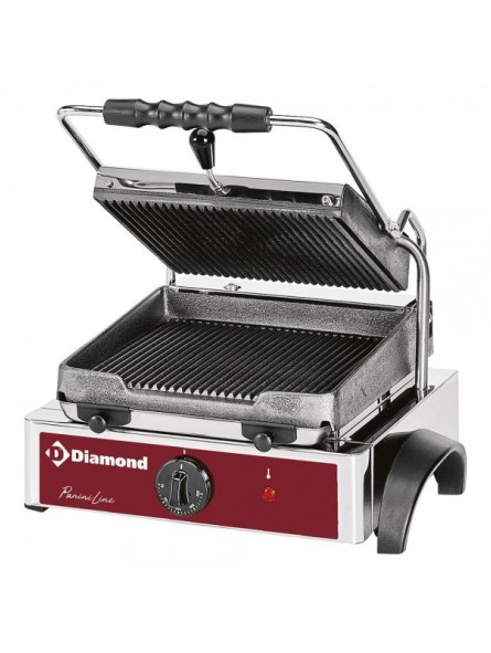 Electric panini grill, ribbed plates