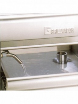 Gas grill-steamer with cooking grid in "O"-form, on undercarriage