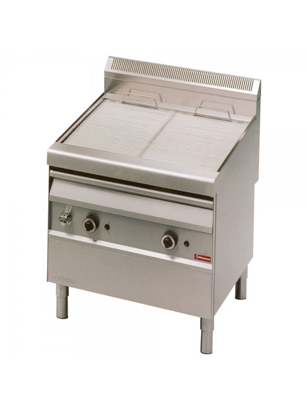 Gas grill-steamer with cooking grid in "O"-form, on undercarriage