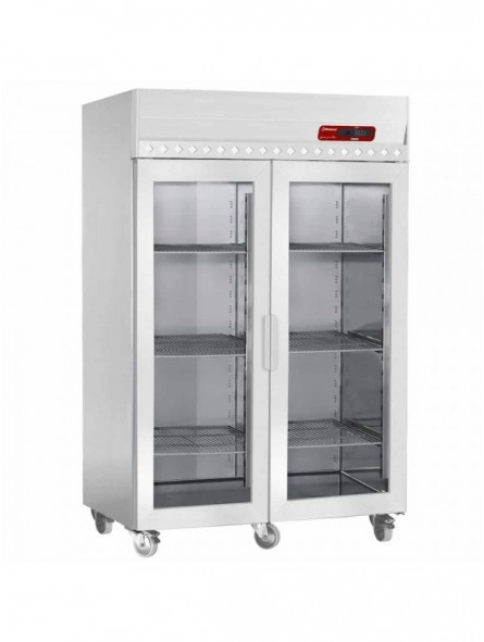 Ventilated freezer 1400 liters, 2 glass doors GN 2/1, on wheels