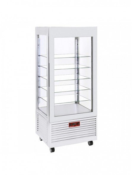 Display 4 sides T° negative, 5 glass shelves, ventilated, 480 Lit, WHITE