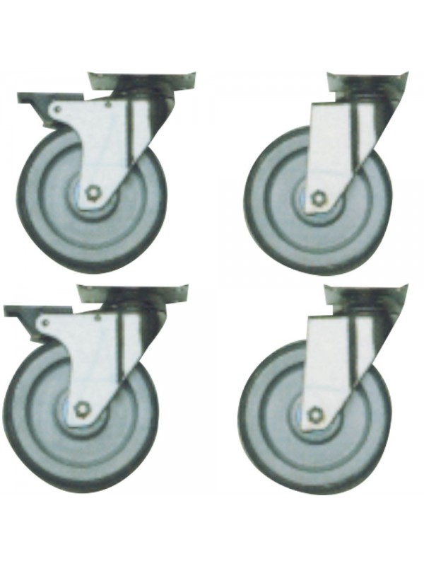 Kit 4 wheels, 2 with brake