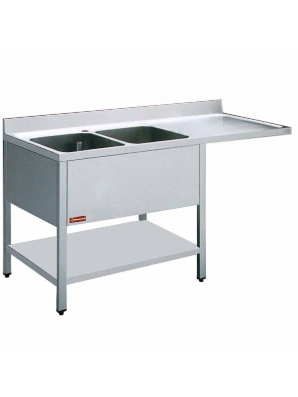 Spoeltafel met 2 kuipen en 1 druipvlak