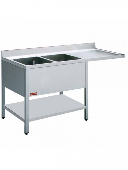 Spoeltafel met 2 kuipen en 1 druipvlak