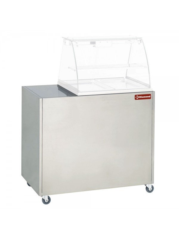 Stainless steel cupboard, support for display VBE-211, on castors.