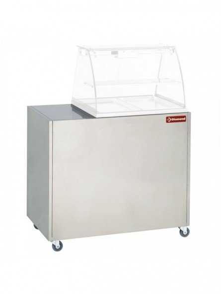 Stainless steel cupboard, support for display VBE-211, on castors.