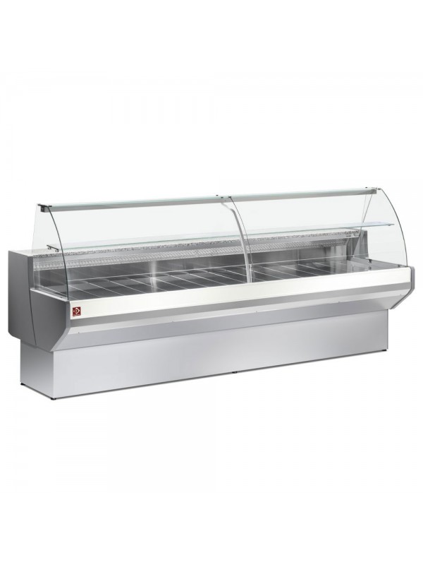 Refrigerated display counter curved glass, ventilated, with reserve - GREY/WHITE