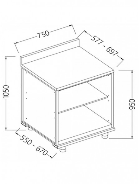 Meuble arrière neutre, avec dosseret