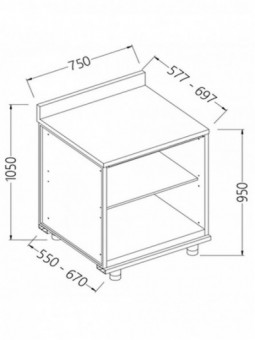 Meuble arrière neutre, avec dosseret