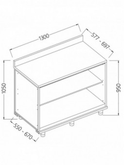 Neutral rear cabinet, with backsplash