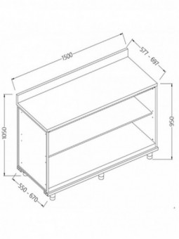 Meuble arrière neutre, avec dosseret