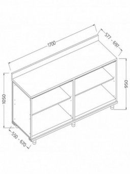 Neutral rear cabinet, with backsplash